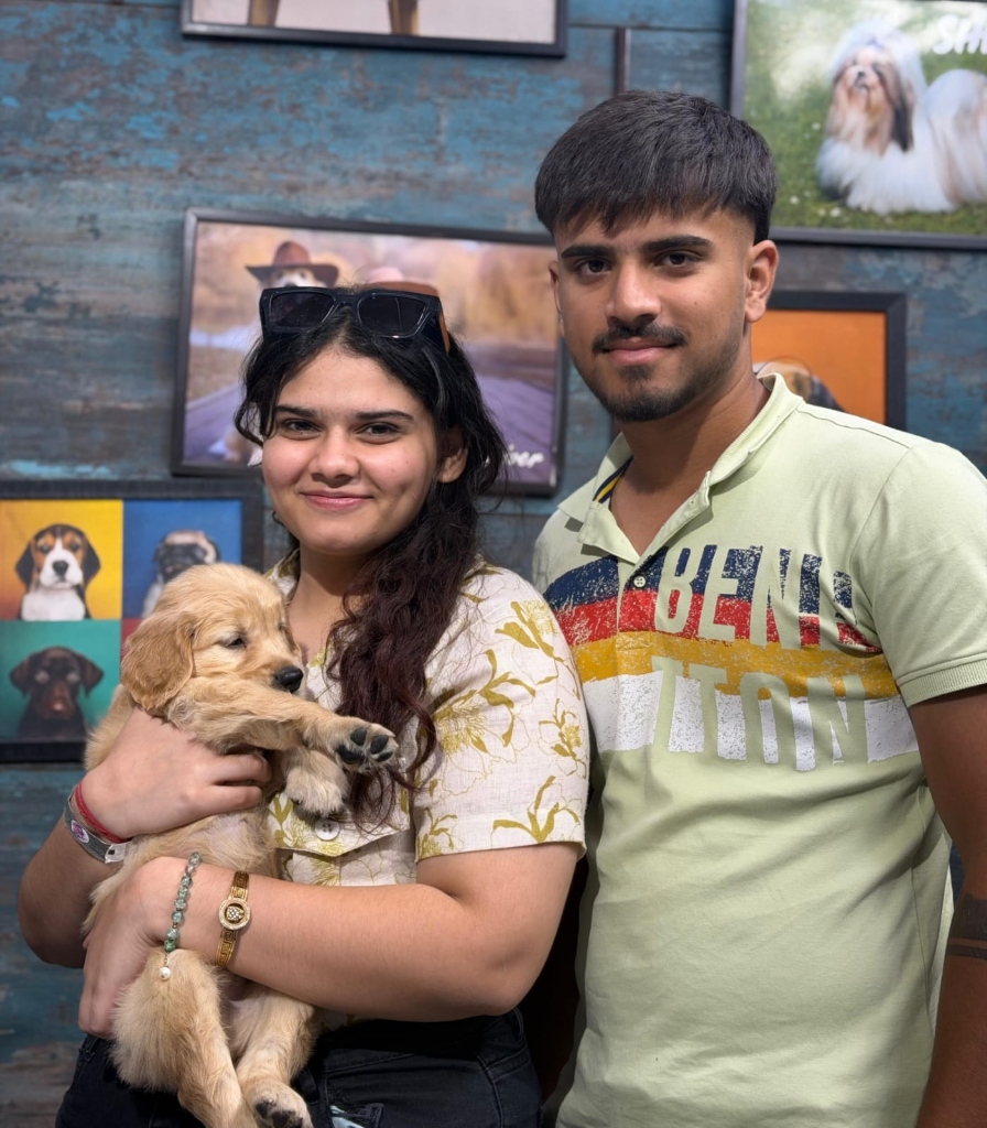 Riya & Yash with Golden Retriever